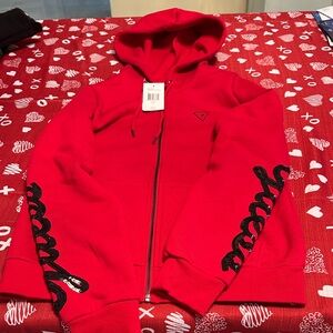 Women’s guess Red Hoodie with Black Accentsbrand new with tags  size M